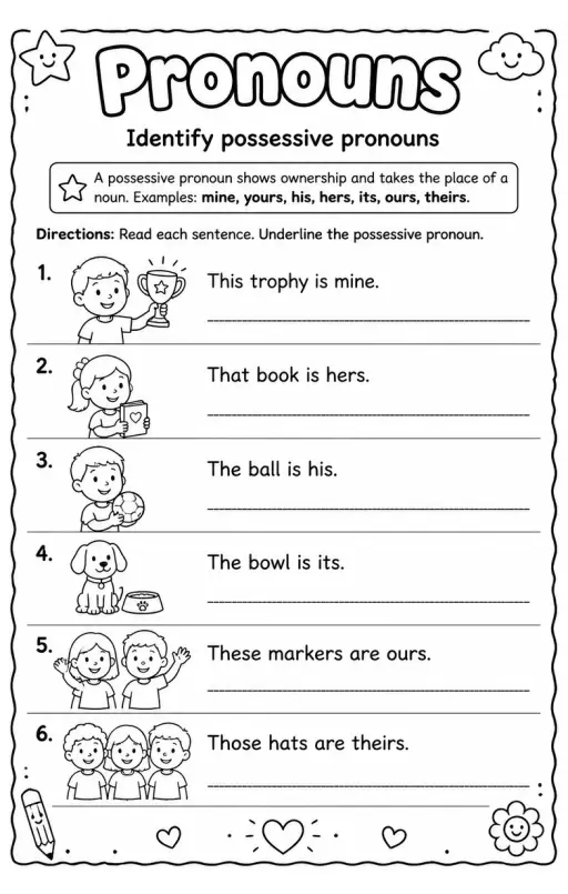 Identify possessive pronouns