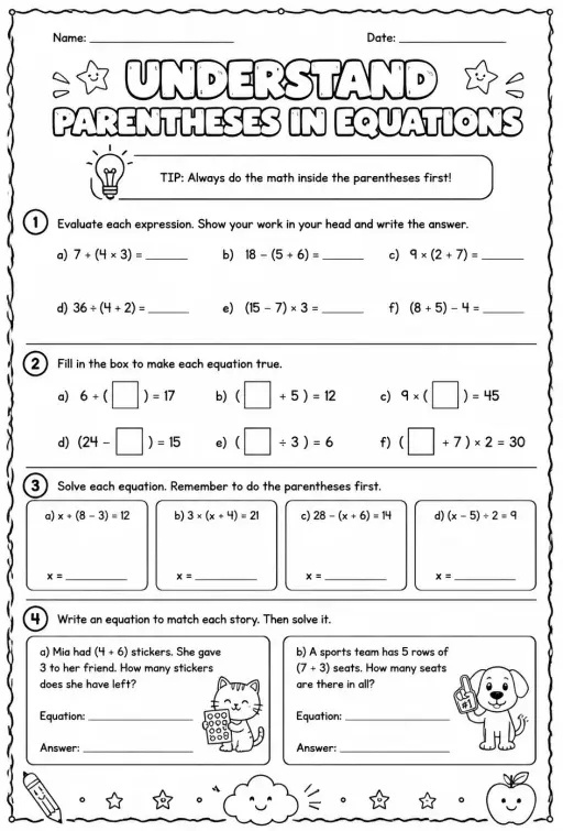 Understand parentheses in equations