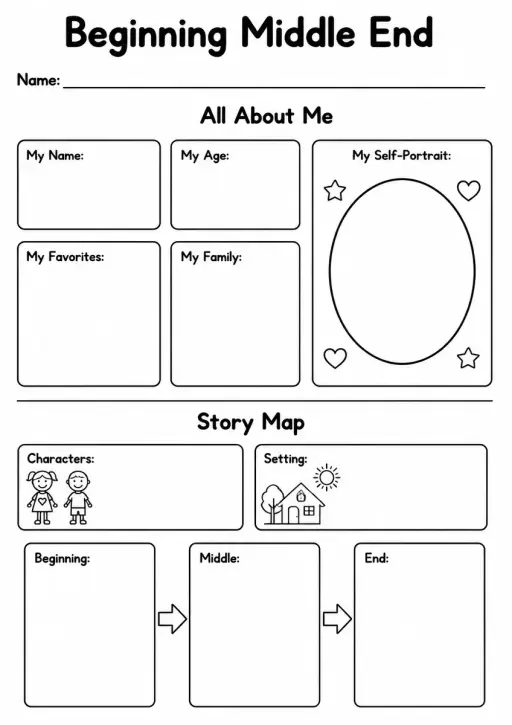 Beginning Middle End Graphic Organizer — Kindergarten