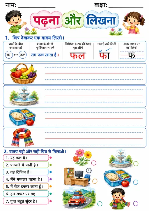 Hindi Letter फ Phonics Worksheets Pack
