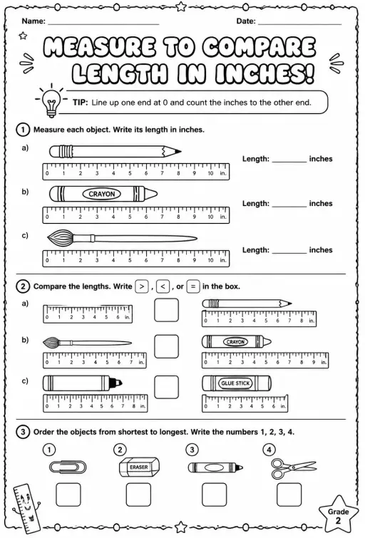 Measure to compare length in inches