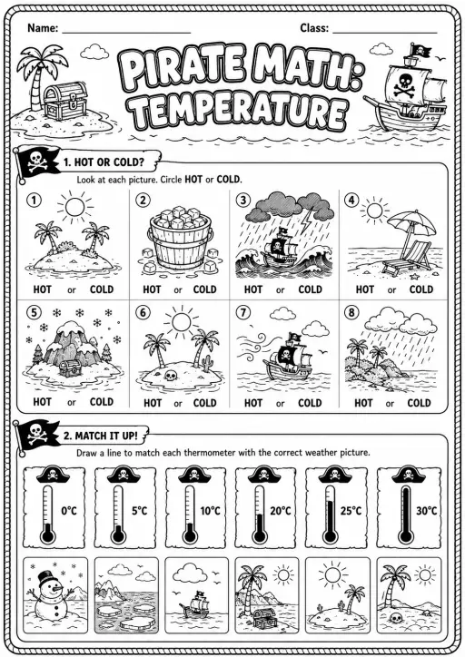 Pirate Math: Position and Direction Worksheet Pack
