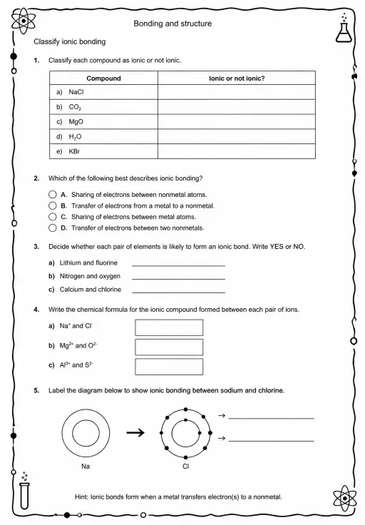 Classify ionic bonding