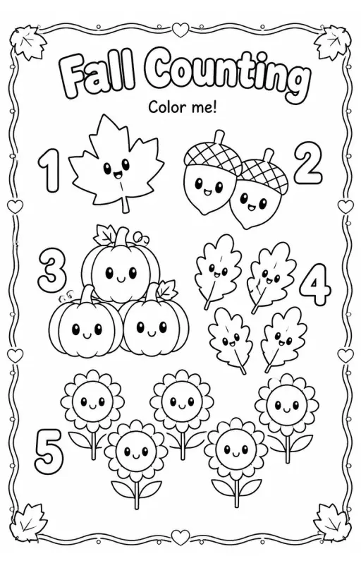 Fall Counting Coloring Page