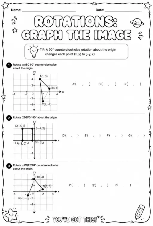 Rotations: graph the image