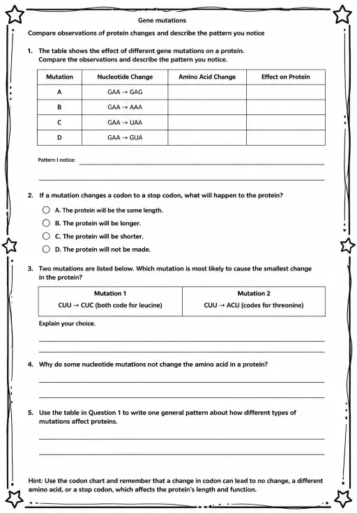 Compare observations of protein changes and describe the pattern you notice