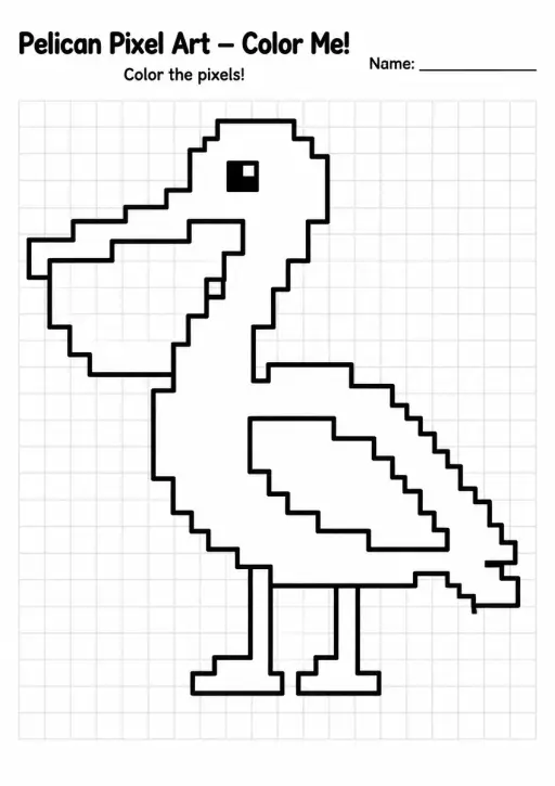Pelican Pixel Art Coloring Page