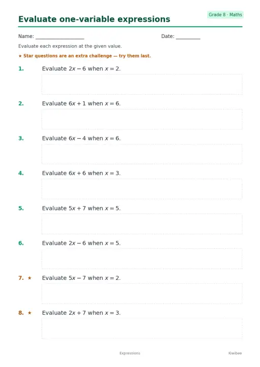 Evaluate one-variable expressions