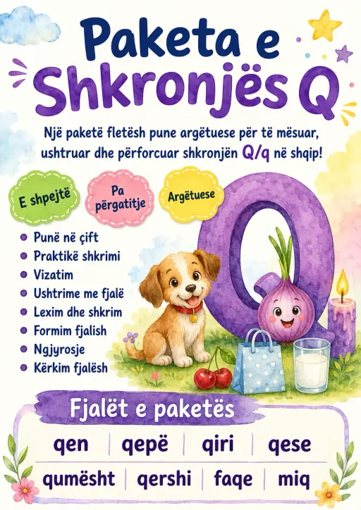 Albanian Letter Q Phonics Worksheets Pack