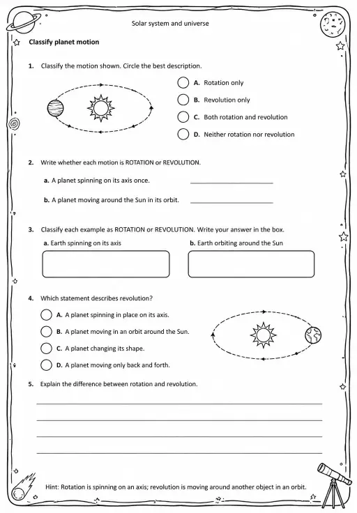 Classify planet motion