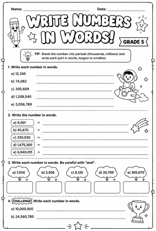 Write numbers in words