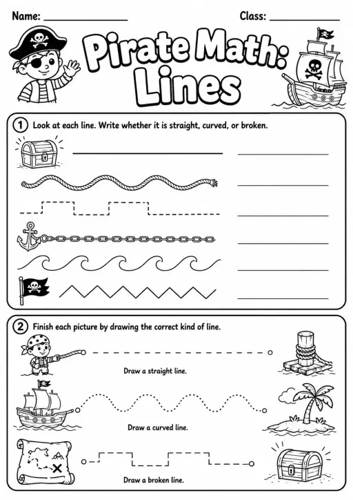 Pirate Math: Capacity and Volume Worksheet