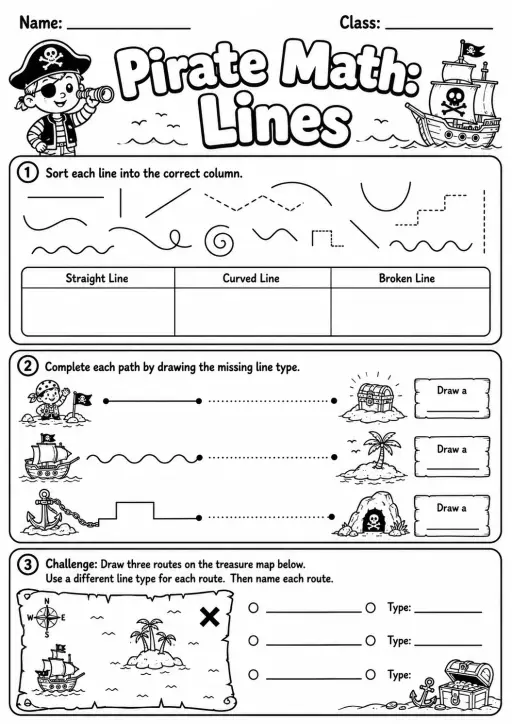 Pirate Math: Capacity and Volume Worksheet