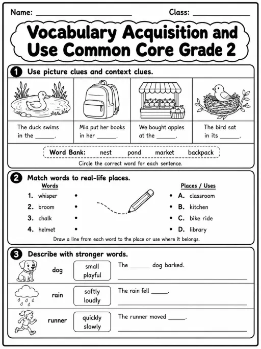 Vocabulary Acquisition and Use Common Core Grade 2