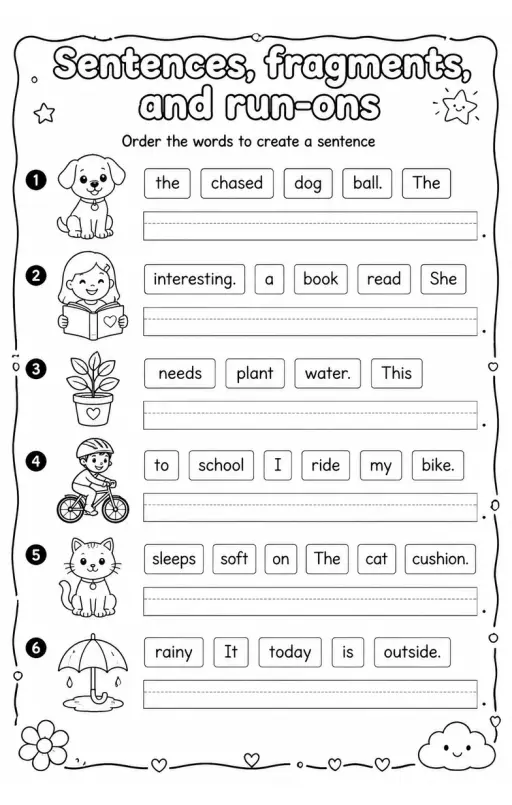 Order the words to create a sentence