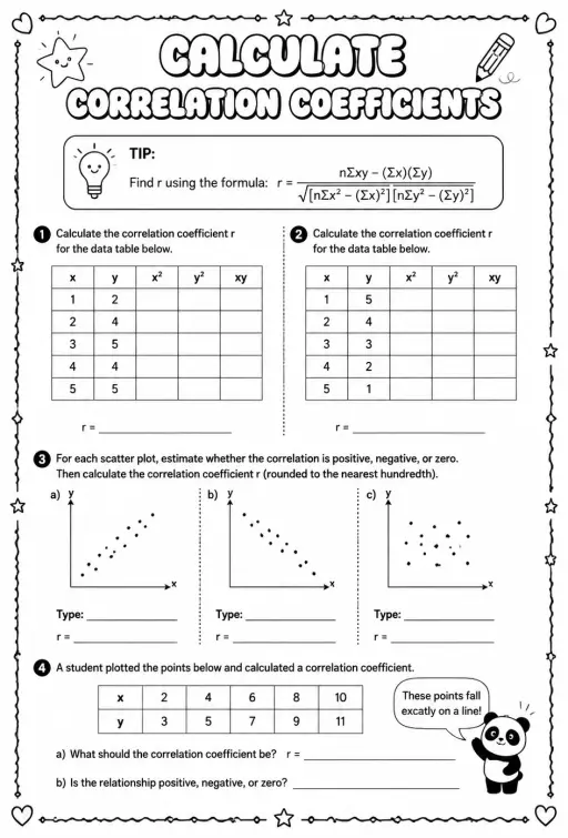 Calculate correlation coefficients