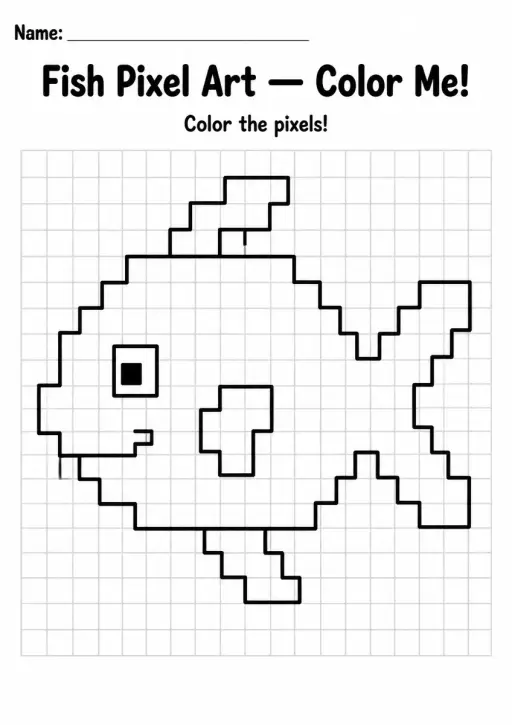 Fish Pixel Art Coloring Page