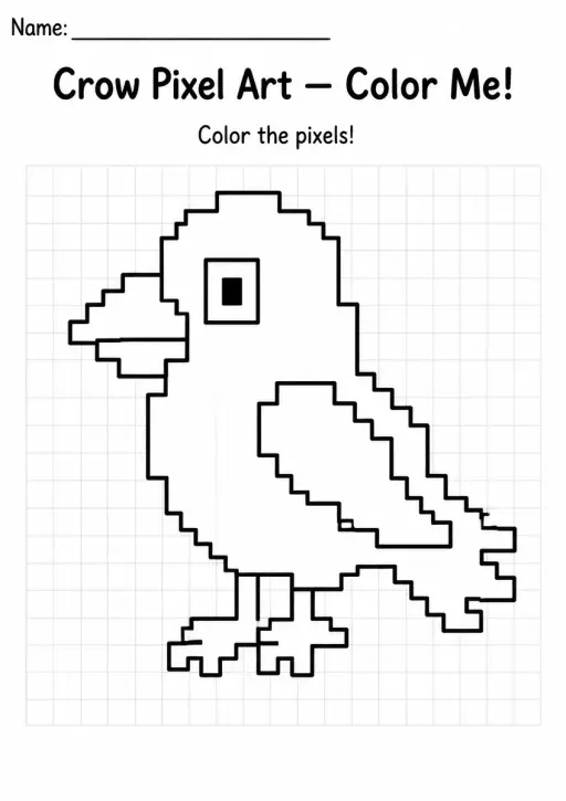 Crow Pixel Art Coloring Page