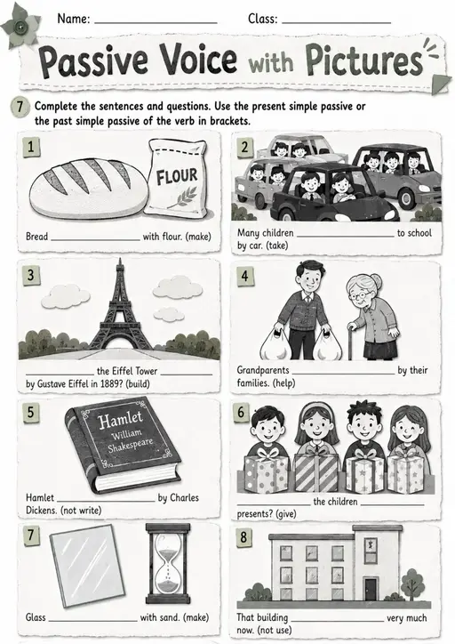 Passive Voice With Pictures | Grades 5-6 Grammar Worksheet