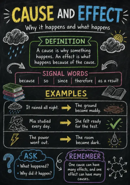 Cause and Effect Reading Infographic