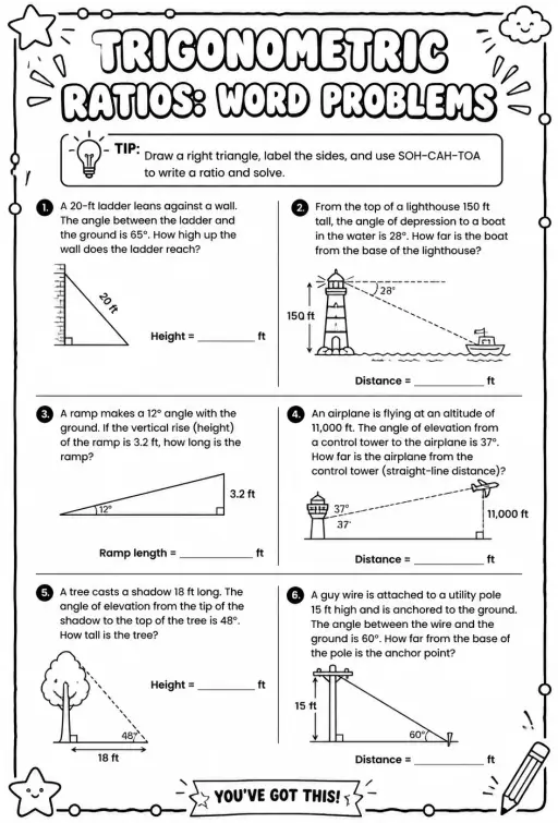 Trigonometric ratios: word problems