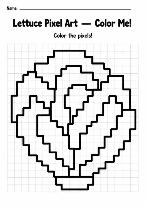 Lettuce Pixel Art Coloring Page