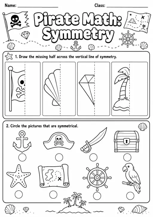 Pirate Math: Position and Direction Worksheet Pack