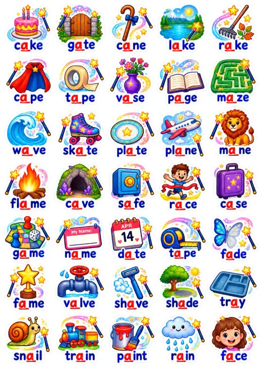 Phonics Word Families English Vocabulary Stickers