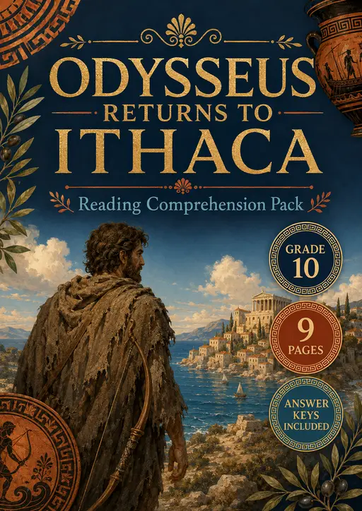 Odysseus Returns to Ithaca Reading Comprehension | Grade 10 | 9 Pages preview