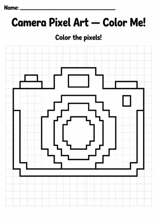 Camera Pixel Art Coloring Page