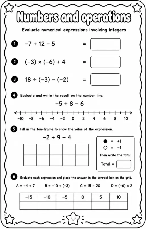Evaluate numerical expressions involving integers