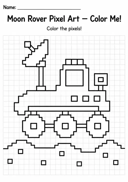 Moon Rover Pixel Art Coloring Page