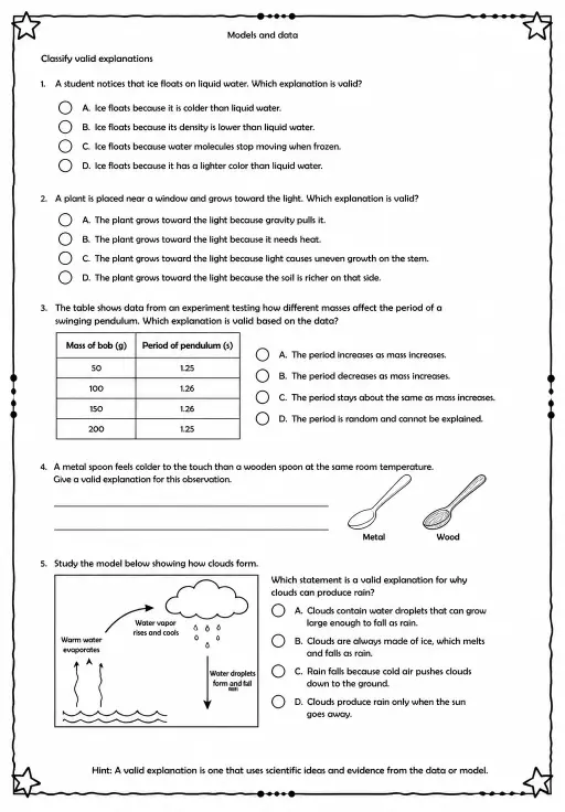 Classify valid explanations