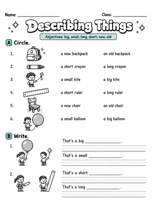 Describing Things | Grade 2 English Language Arts Worksheet
