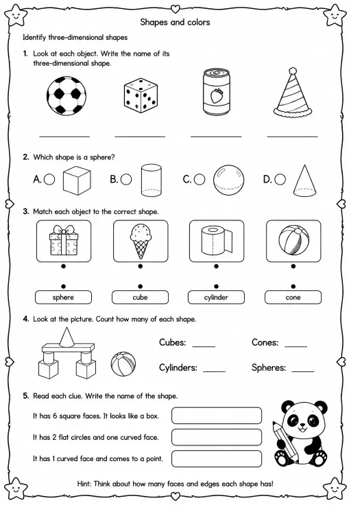 Identify three-dimensional shapes