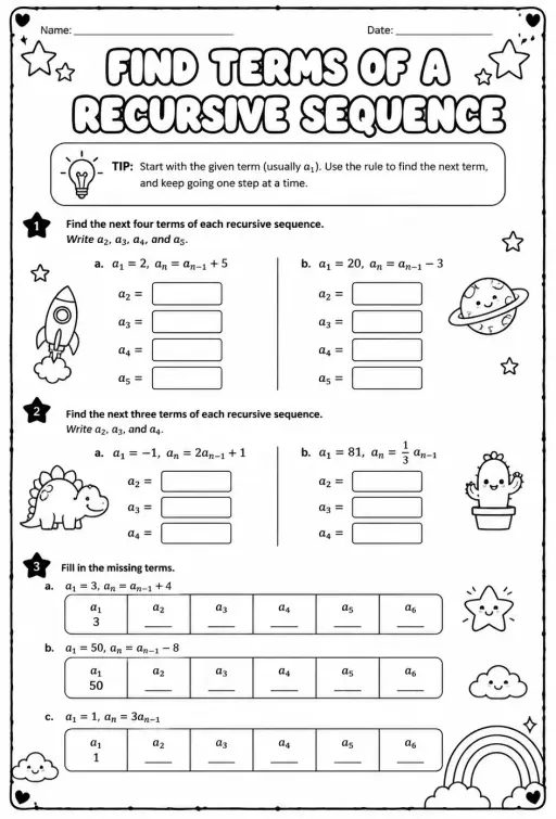 Find terms of a recursive sequence