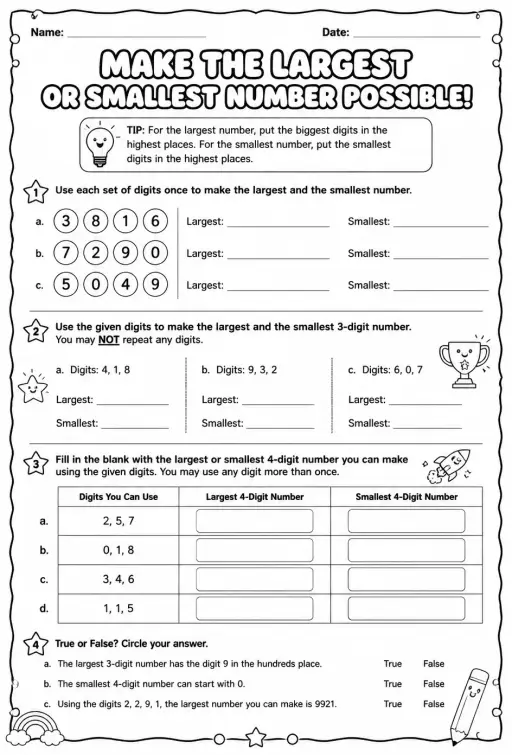Make the largest or smallest number possible
