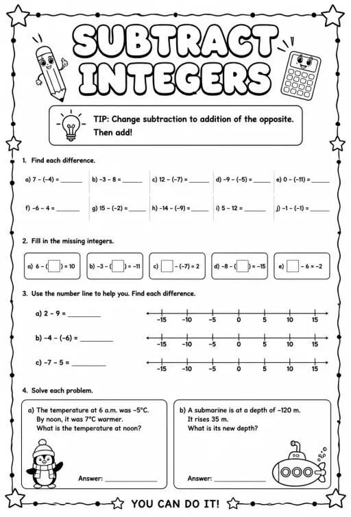 Subtract integers