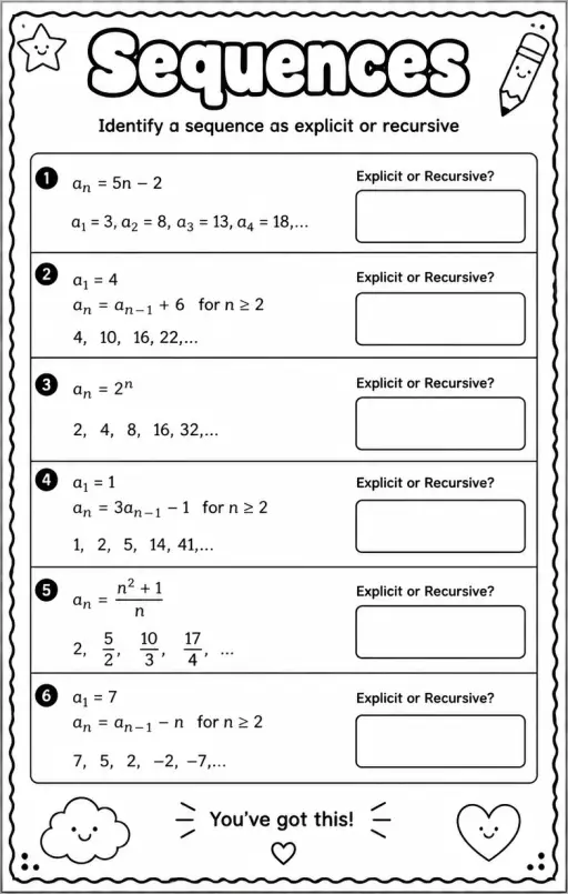 Identify a sequence as explicit or recursive