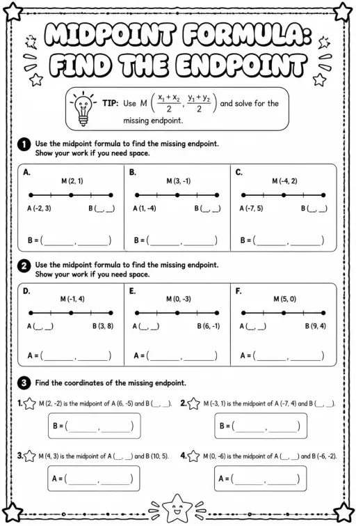 Midpoint formula: find the endpoint