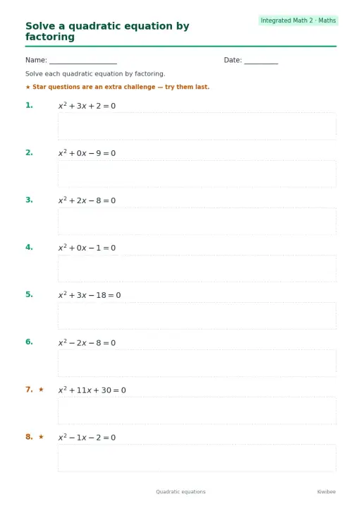 Solve a quadratic equation by factoring