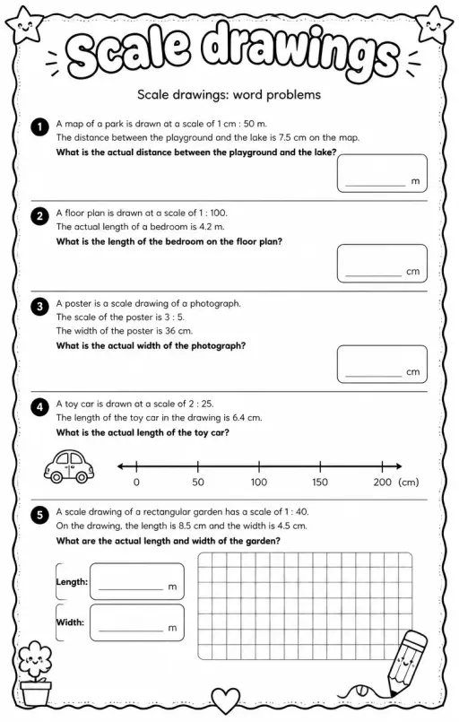 Scale drawings: word problems
