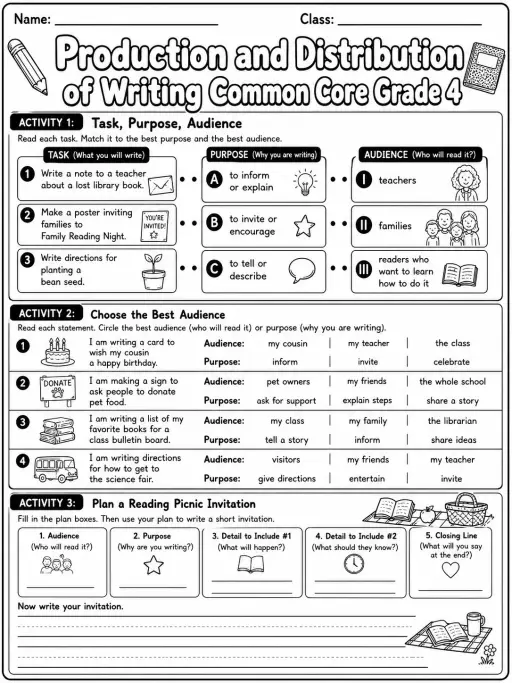 Production and Distribution of Writing Common Core Grade 4