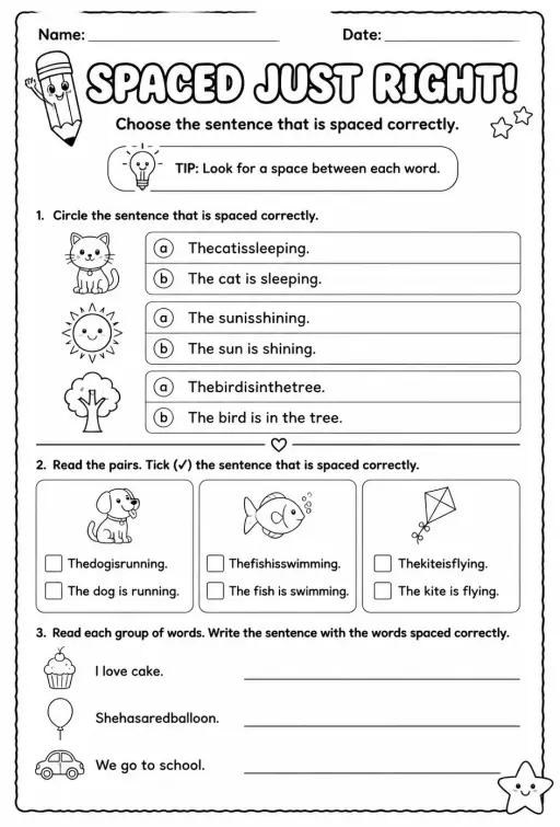 Choose the sentence that is spaced correctly