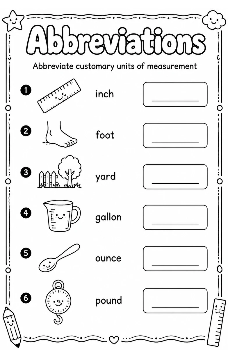 Abbreviate customary units of measurement