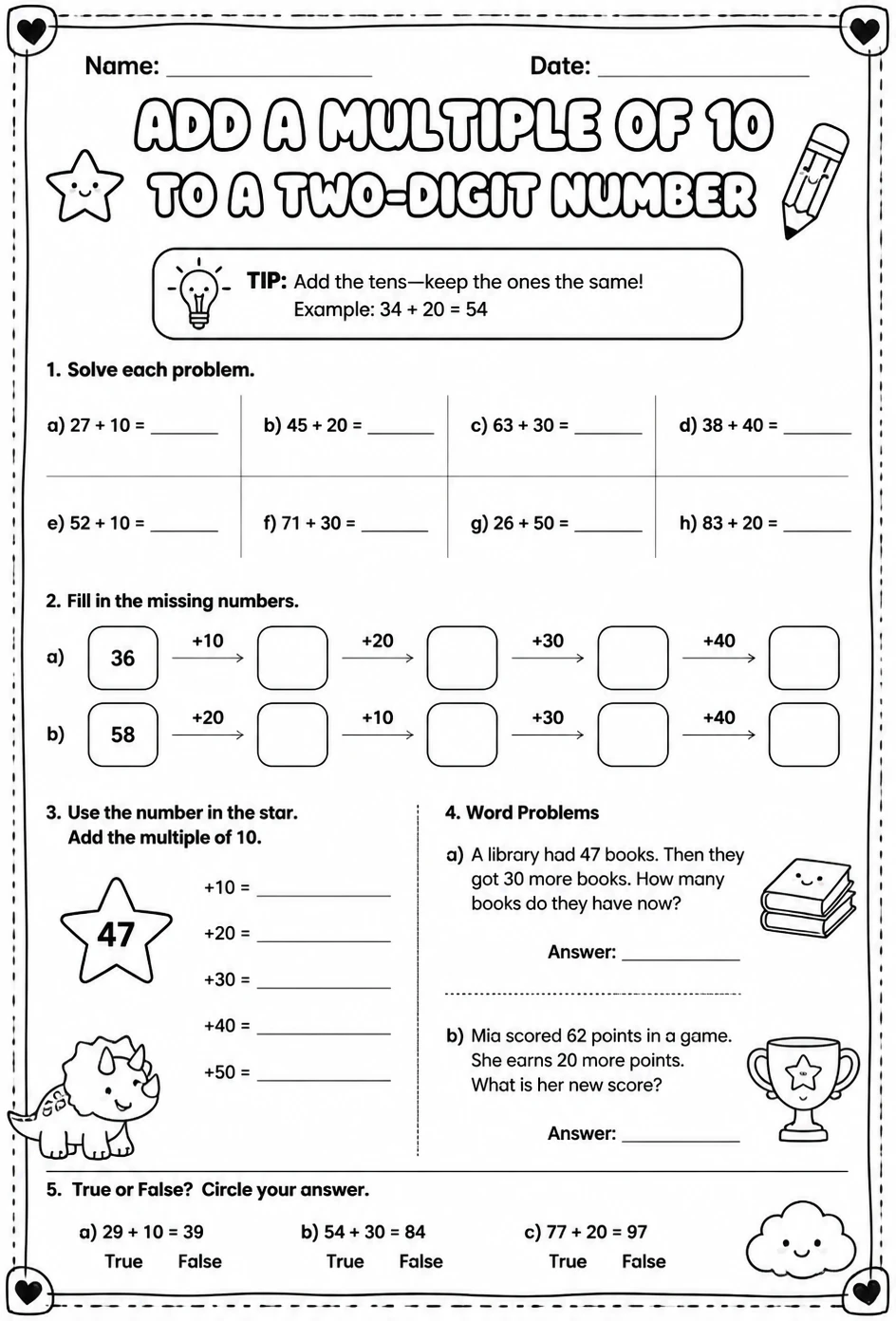 Add a multiple of 10 to a two-digit number