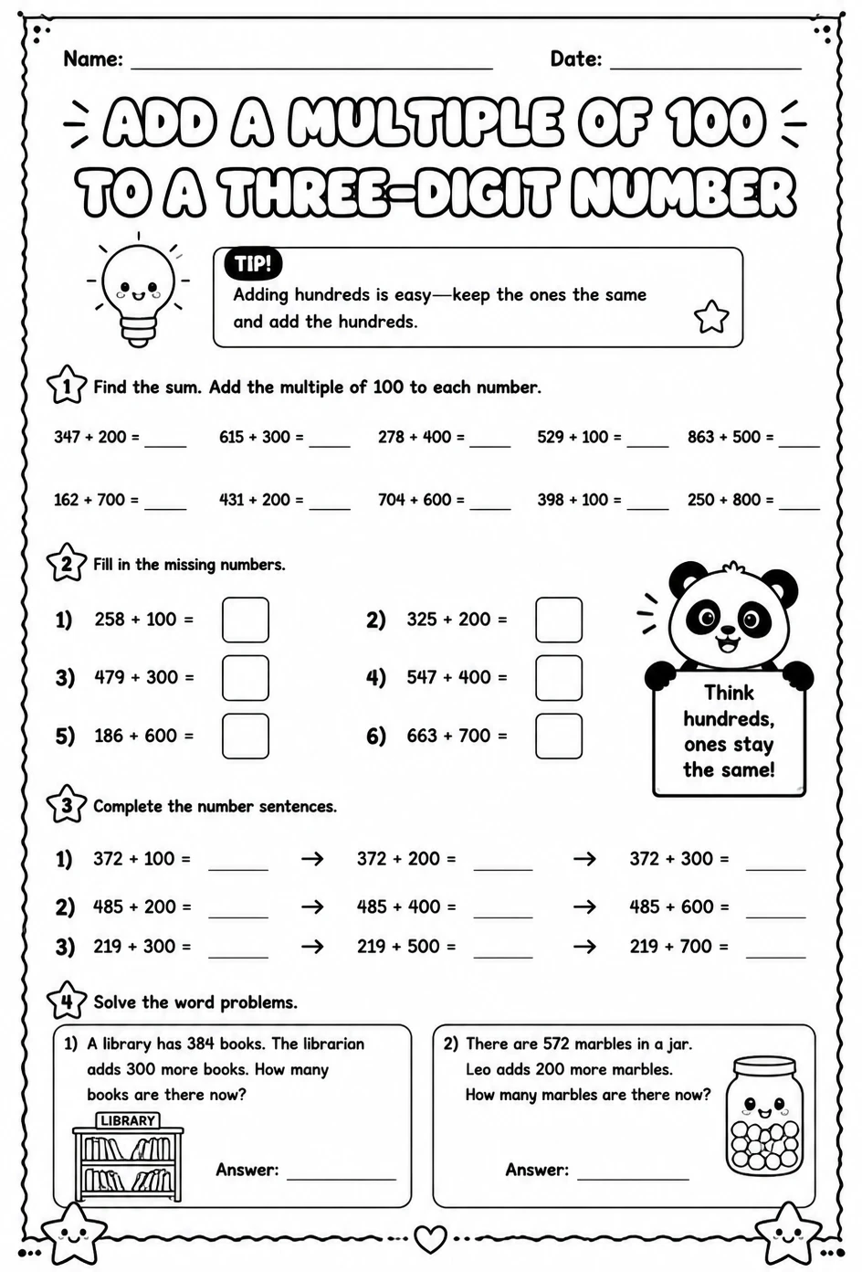 Add a multiple of 100 to a three-digit number