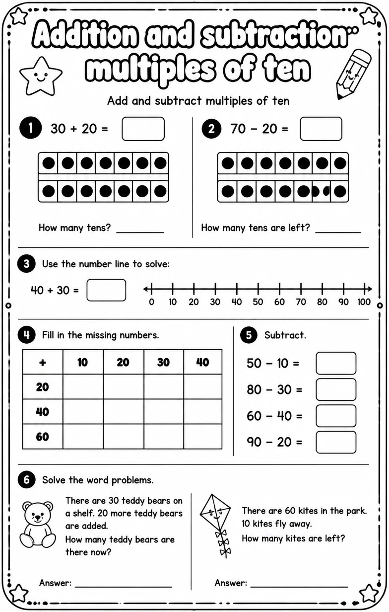 Add and subtract multiples of ten