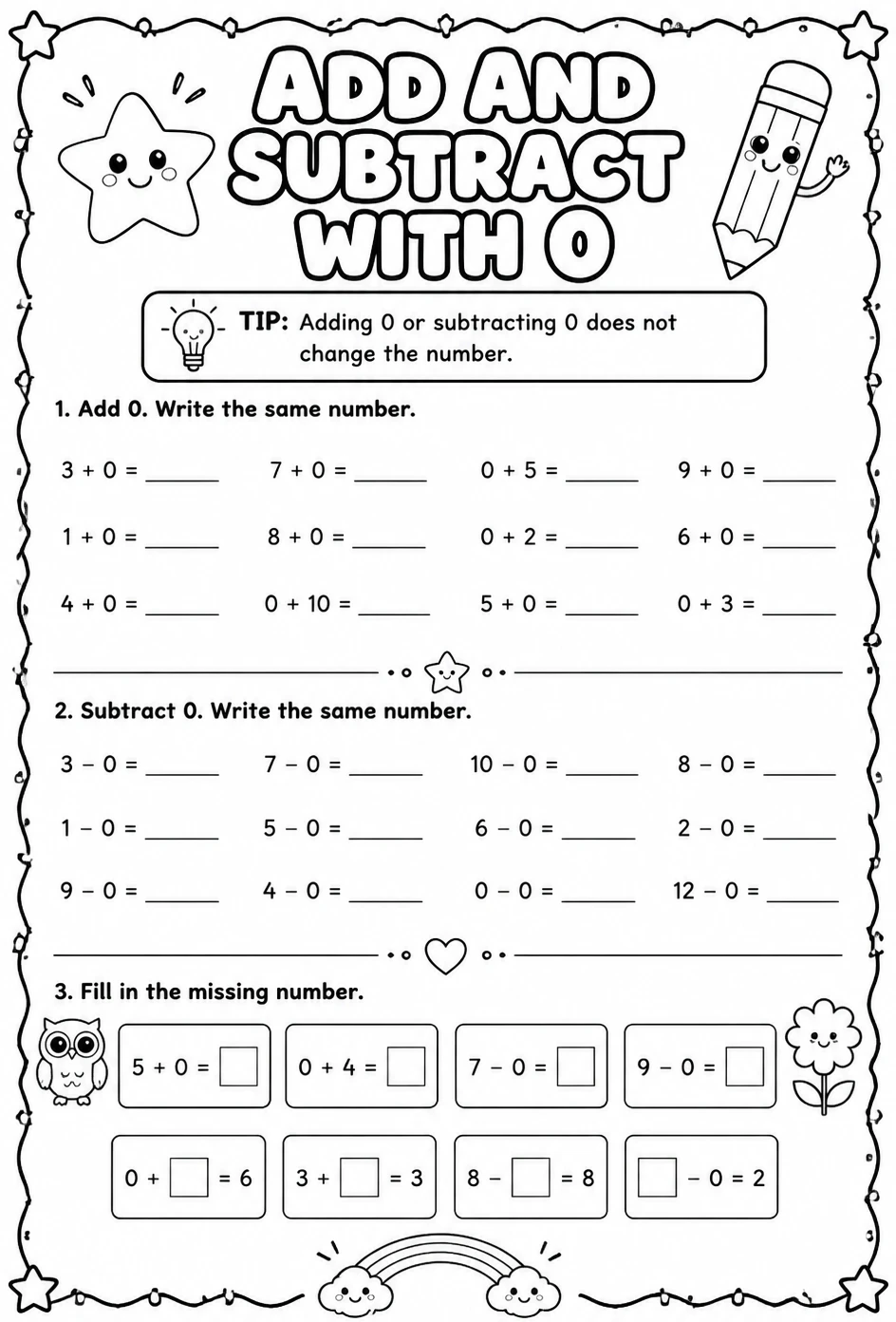 Add and subtract with 0
