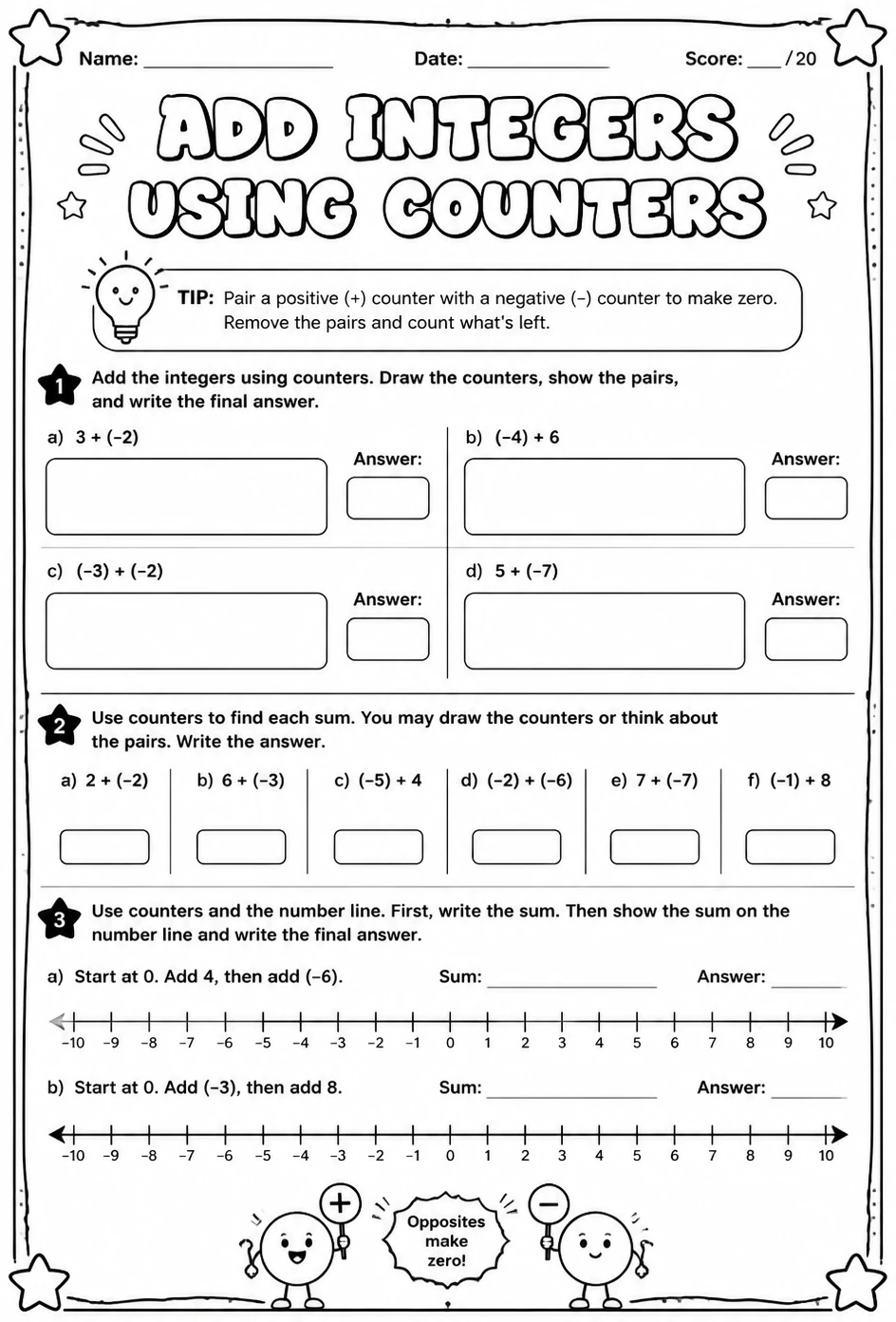 Add integers using counters